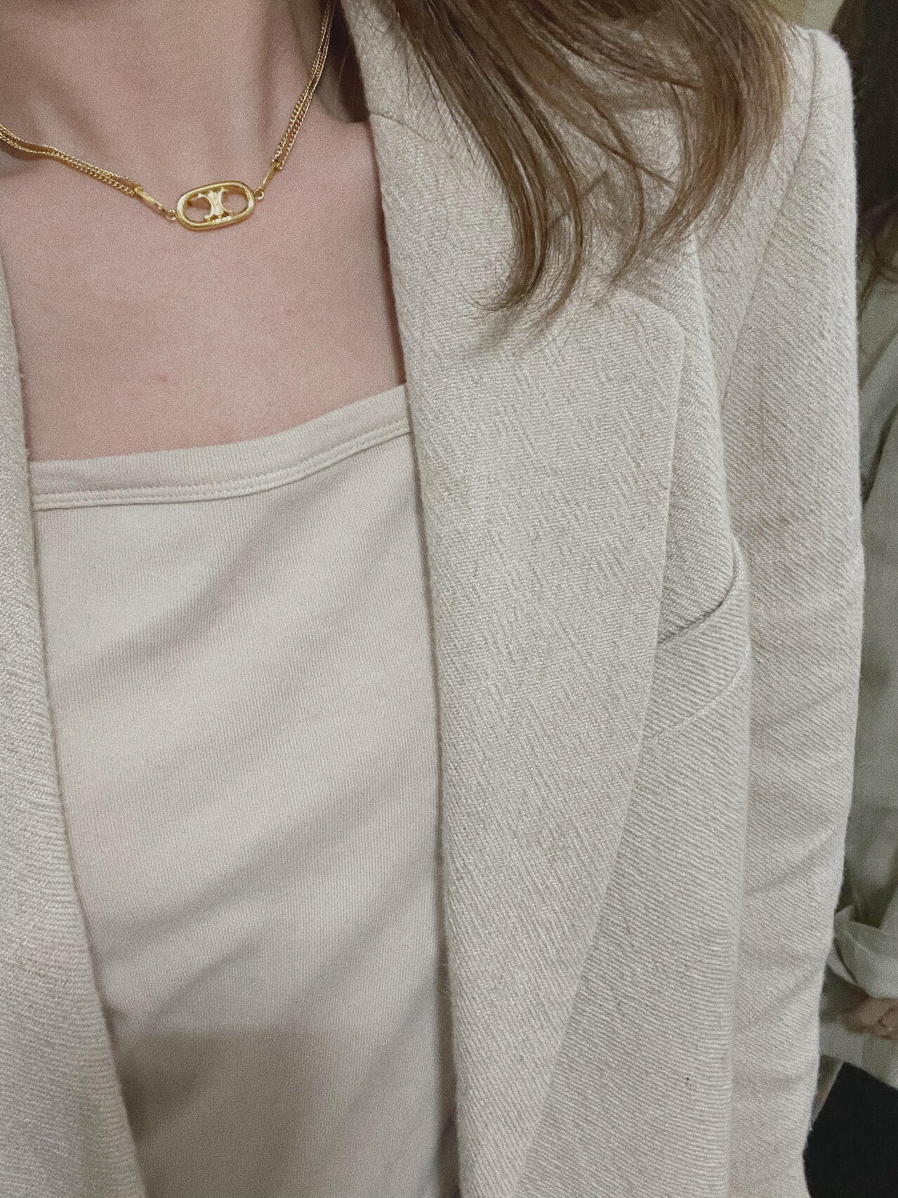 Celine Triomphe Oval Chain Necklace necklace gold-tone metal 40cm