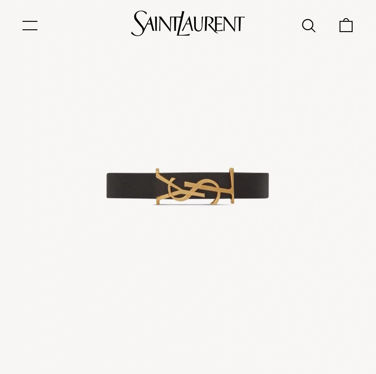 Saint Laurent YSL Monogram Leather Bracelet bracelet Black leather with gold-tone metal hardware 19cm