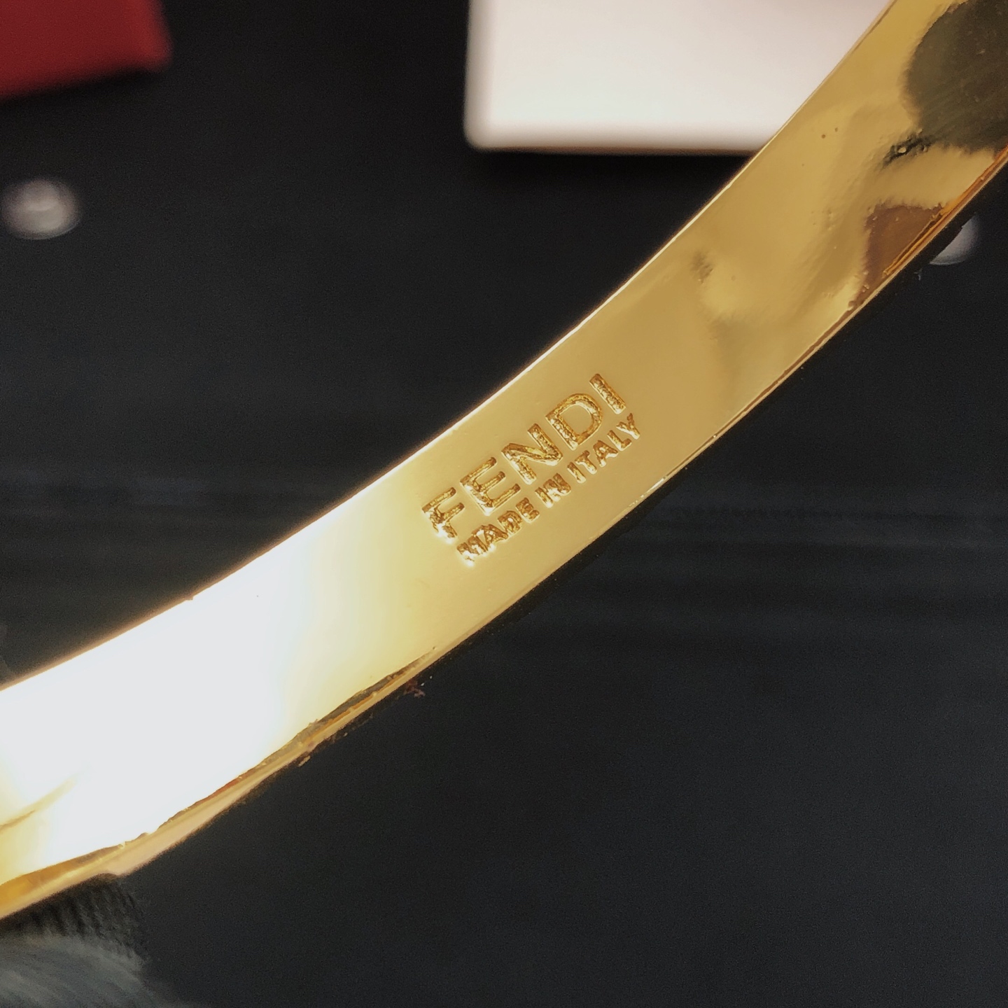 Fendi FF Logo Cuff bracelet gold-tone metal 17cm inner circumference