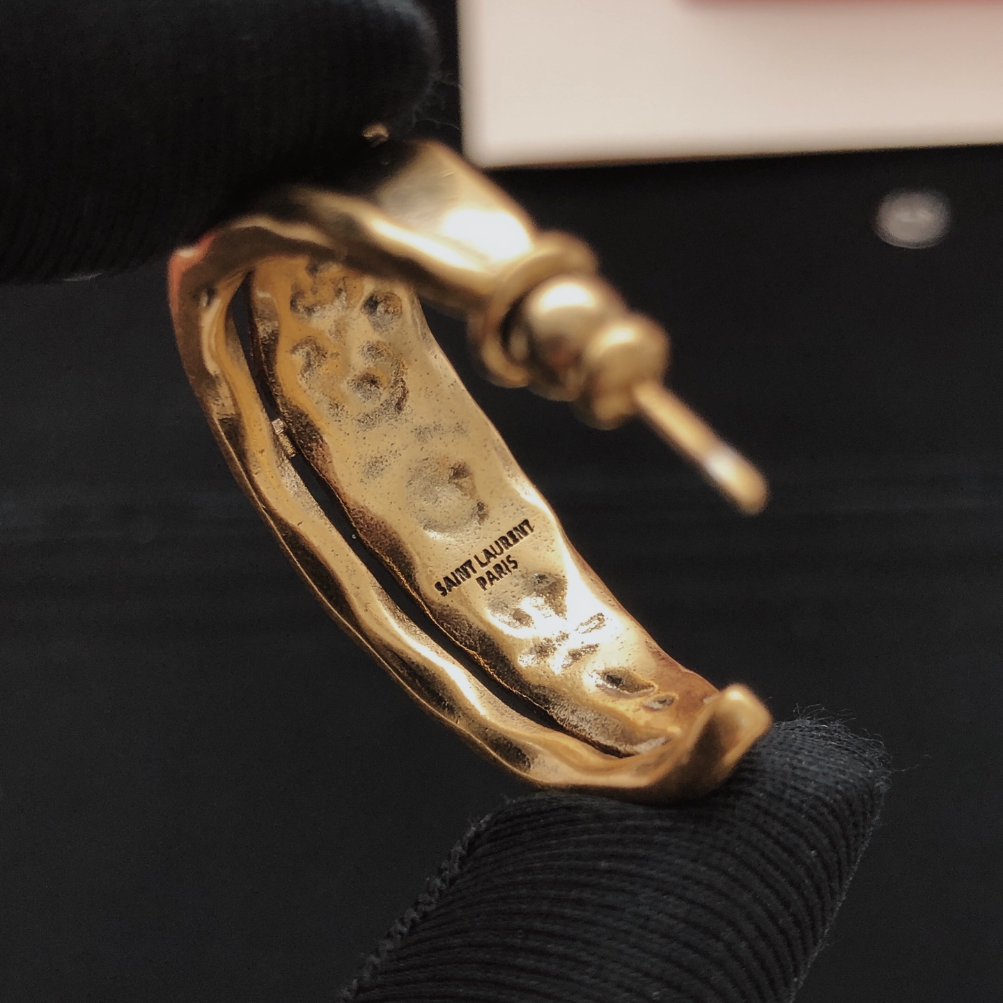 Saint Laurent Cassandre Twisted Hoop Earrings earrings vintage gold tone metal no gemstones 2 5cm hoop diameter