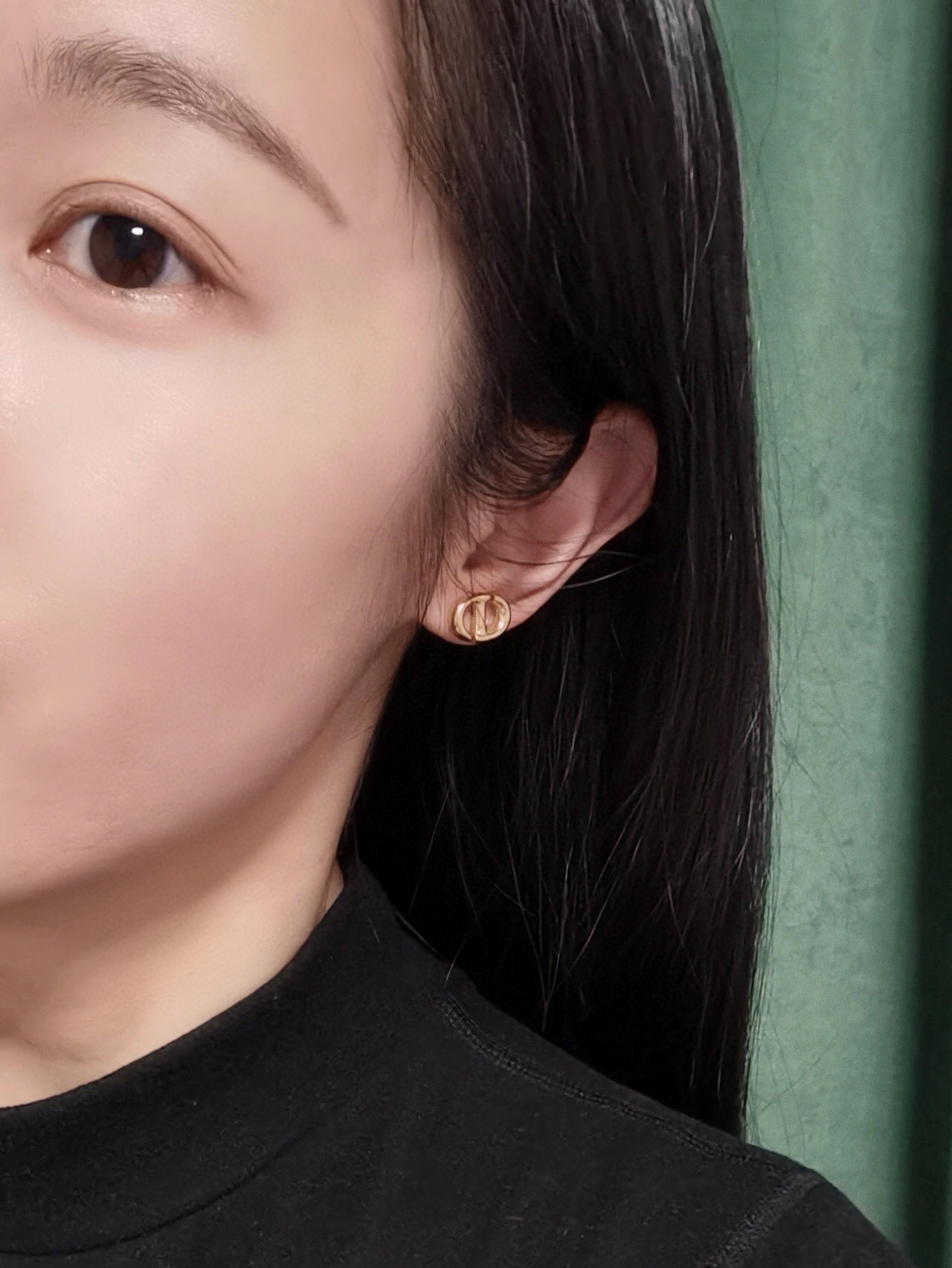 Dior CD Navy earrings gold-tone metal no accent stones 1 5cm stud length