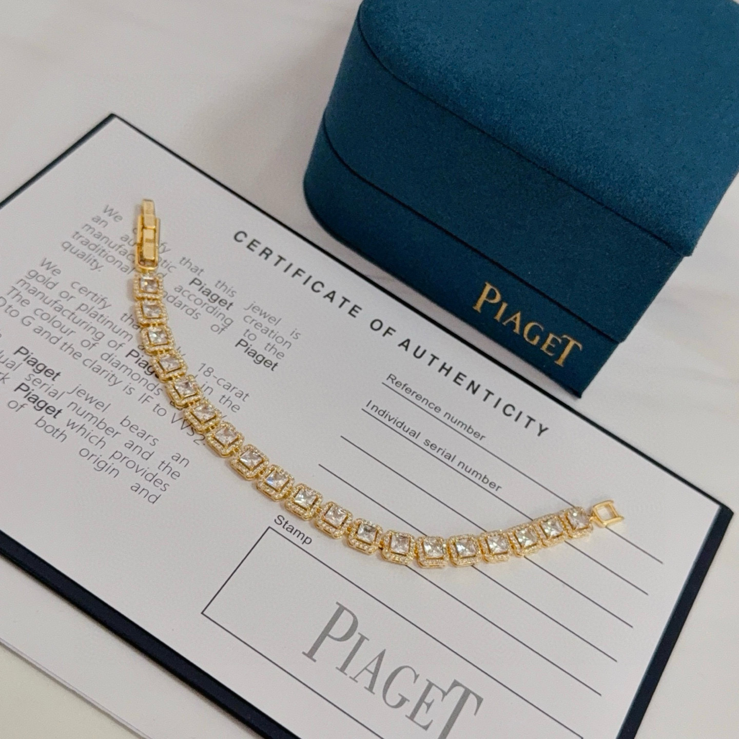 Piaget Square Diamond Tennis Bracelet bracelet Yellow gold with clear faceted gemstones 18cm