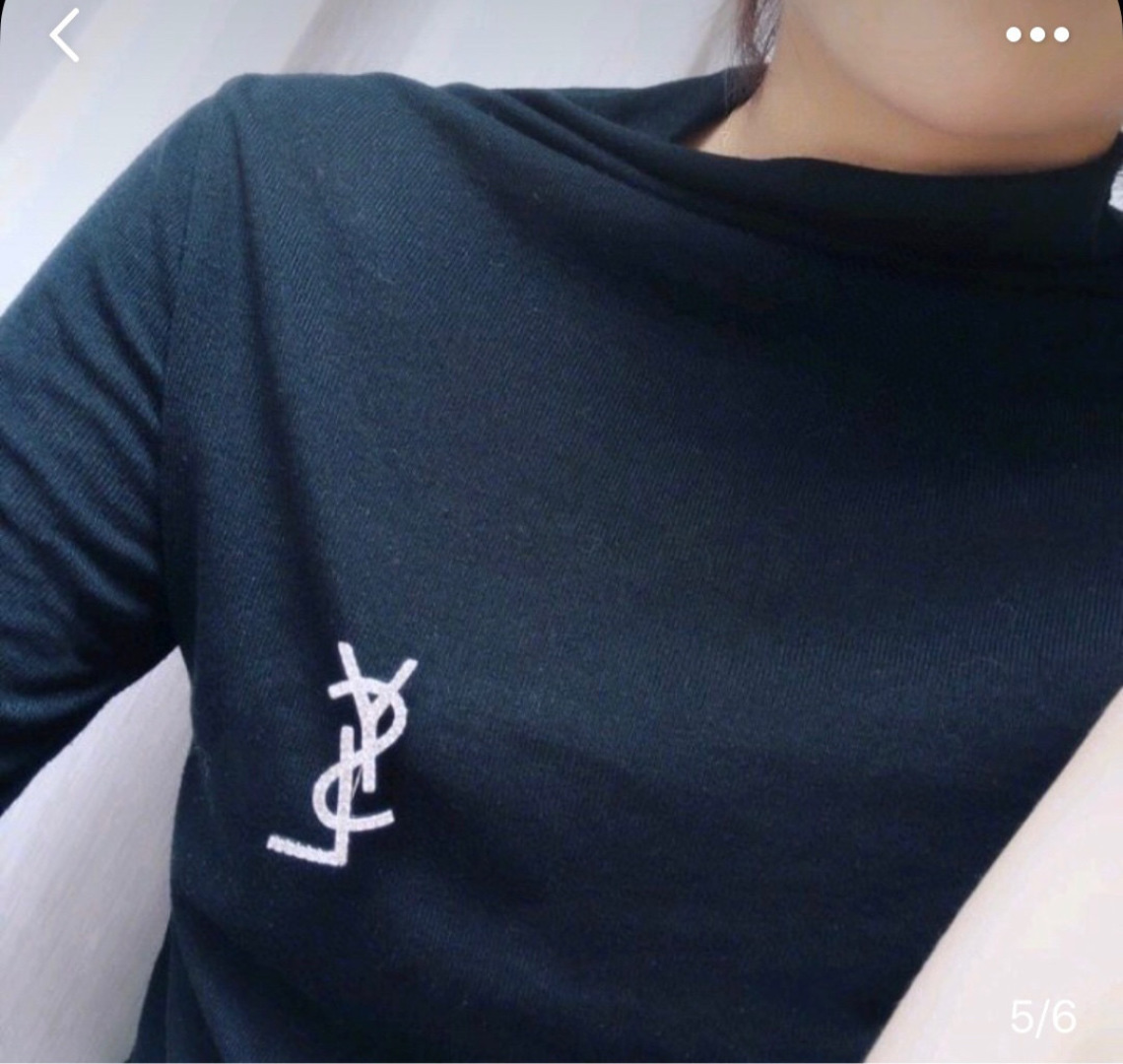 Saint Laurent YSL Monogram Crystal Brooch brooch silver-toned metal with clear crystal accents 3 5cm