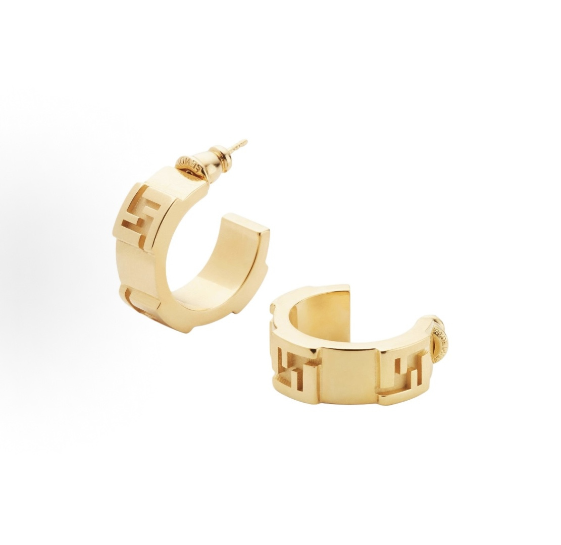 Fendi FF Logo Hoop Earrings earrings gold-tone metal no additional gemstones 1 8cm outer diameter