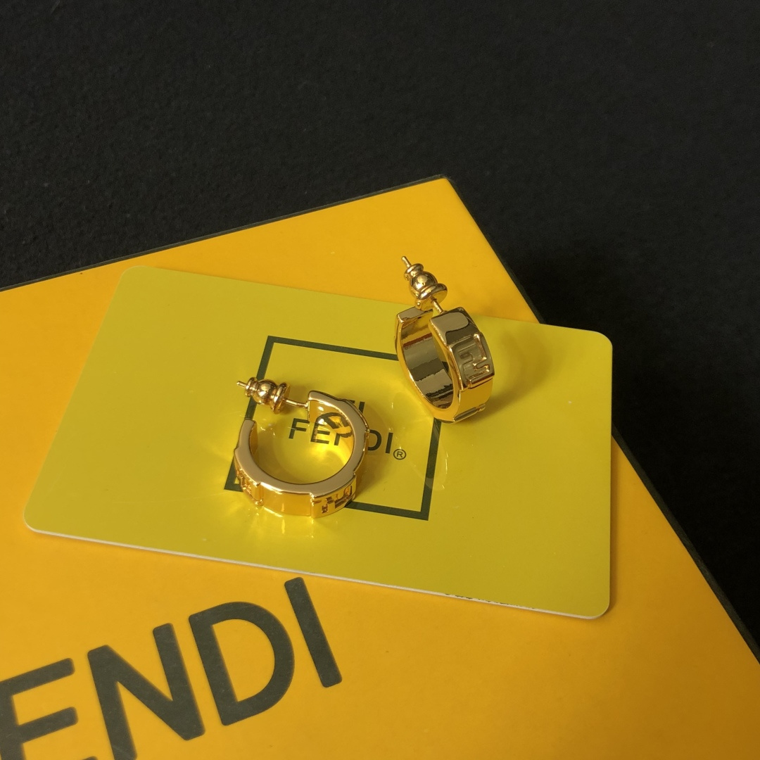 Fendi FF Logo Hoop Earrings earrings gold-tone metal no additional gemstones 1 8cm outer diameter