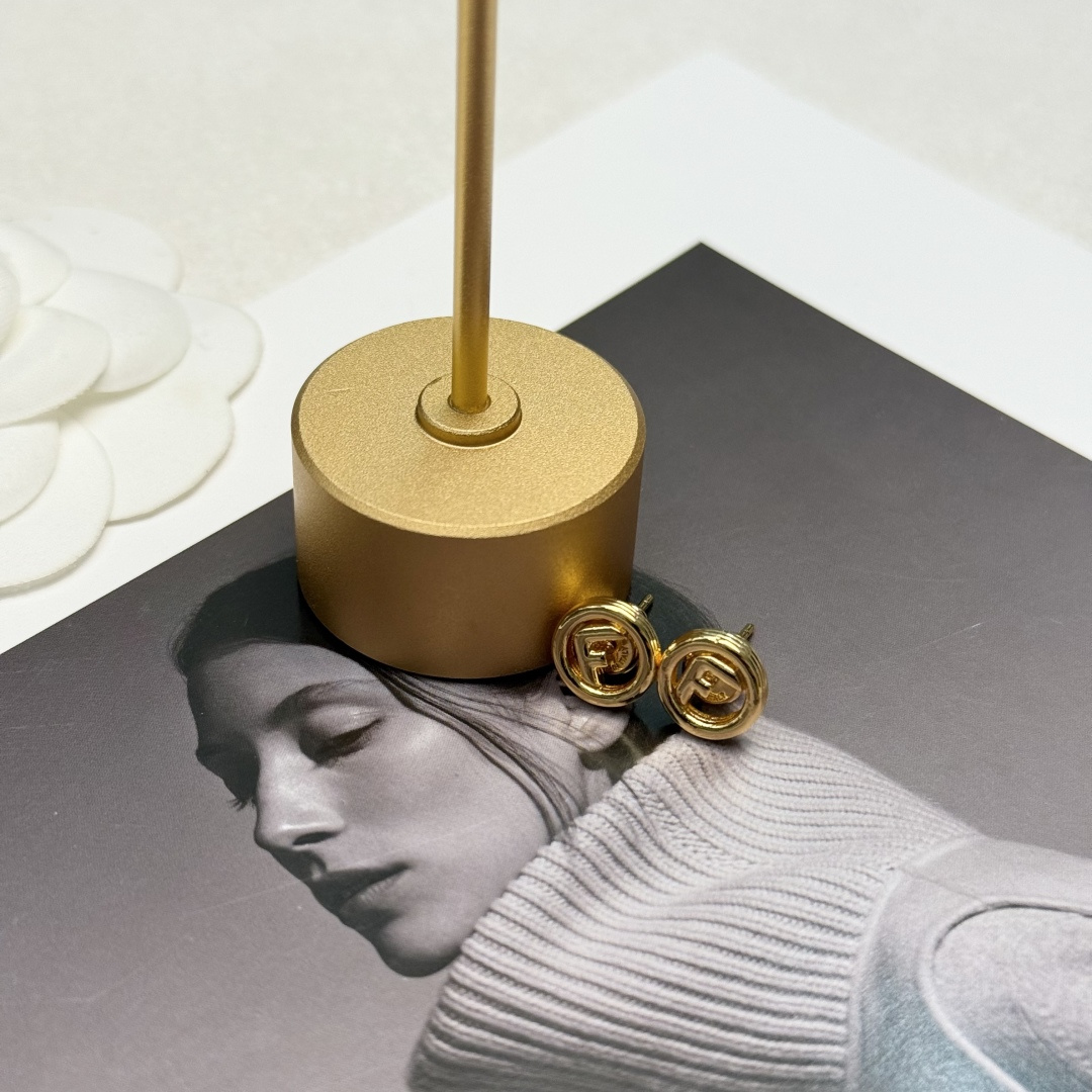 Fendi F is Fendi Logo Stud Earrings earrings gold-tone metal 8mm diameter