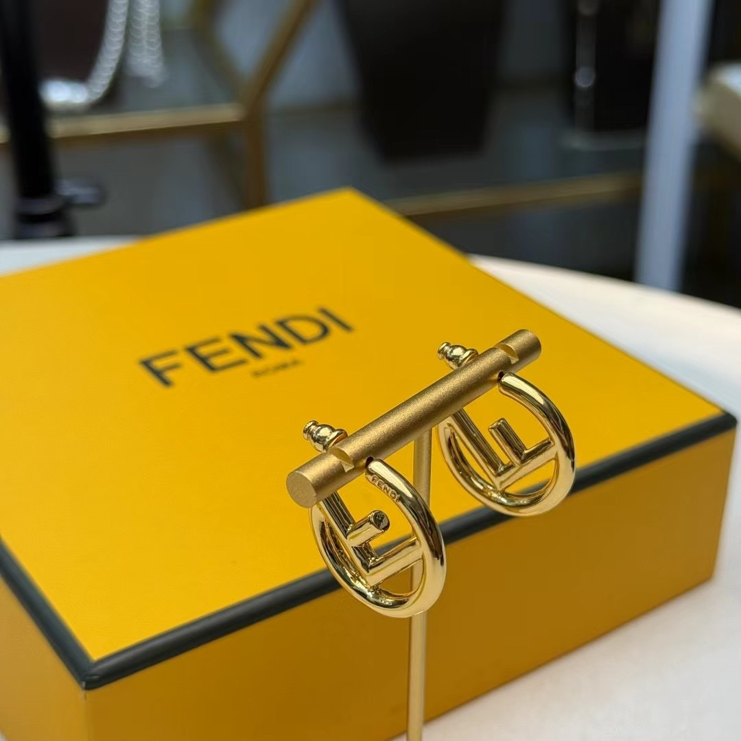 Fendi F is Fendi Logo Hoop Earrings earrings gold-tone metal 3cm diameter