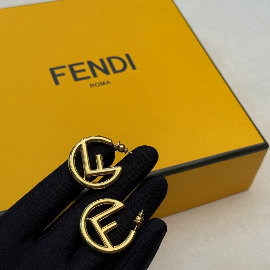 Fendi F is Fendi Logo Hoop Earrings earrings gold-tone metal 3cm diameter