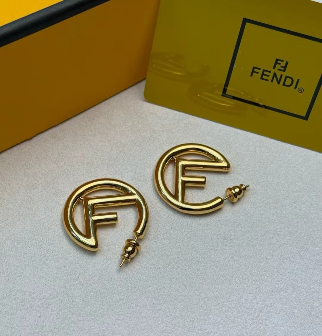 Fendi F is Fendi Logo Hoop Earrings earrings gold-tone metal 3cm diameter