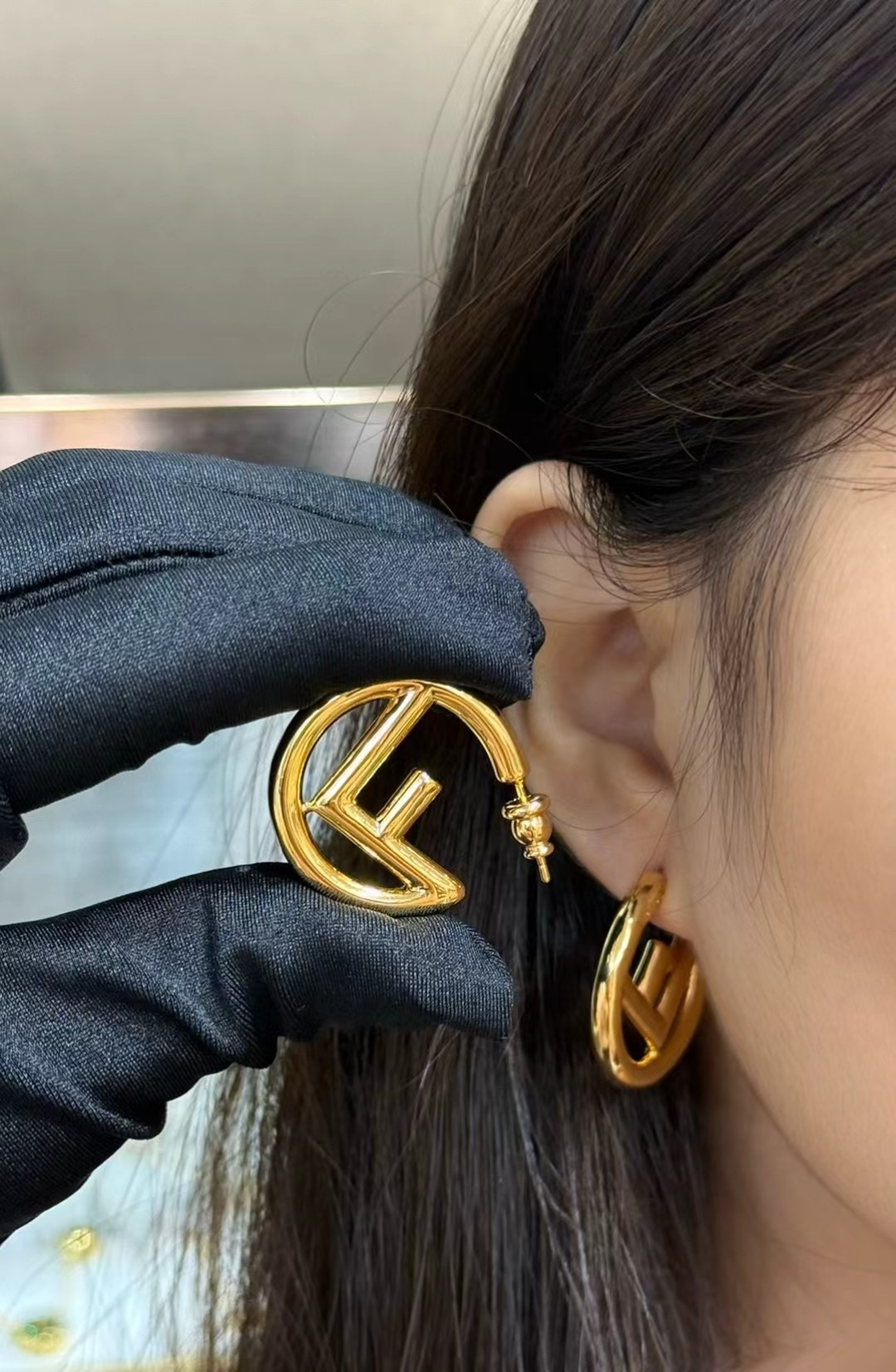 Fendi F is Fendi Logo Hoop Earrings earrings gold-tone metal 3cm diameter
