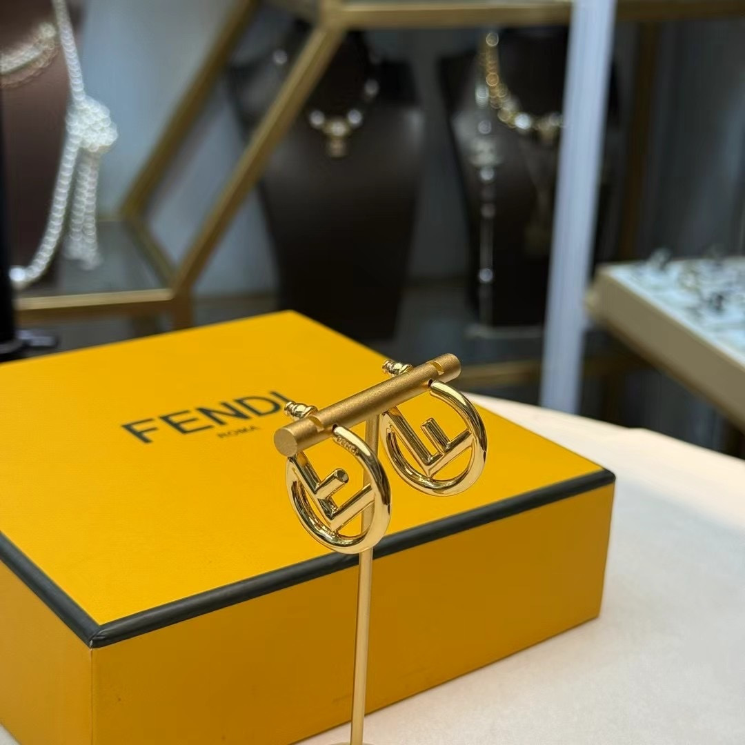 Fendi F is Fendi Logo Hoop Earrings earrings gold-tone metal 3cm diameter