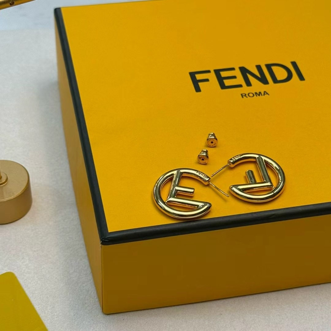 Fendi F is Fendi Logo Hoop Earrings earrings gold-tone metal 3cm diameter