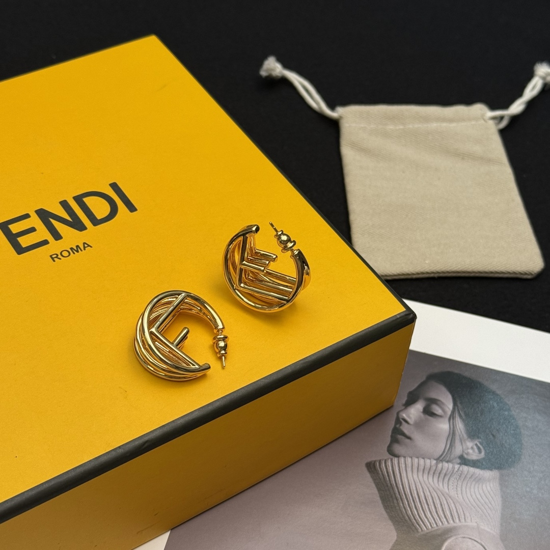 Fendi F is Fendi Hoop Earrings earrings gold-tone metal no gemstones 2 5cm diameter