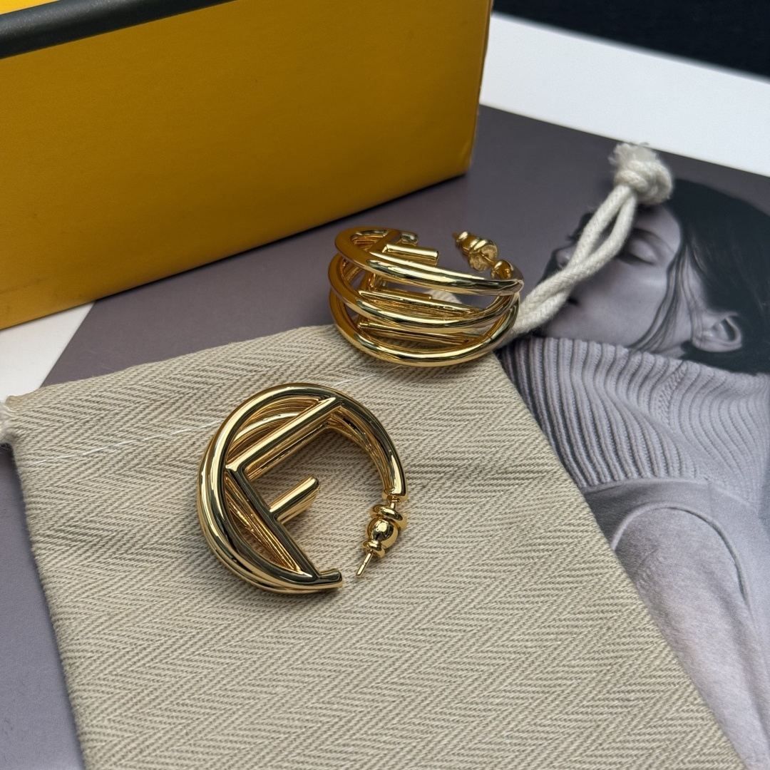 Fendi F is Fendi Hoop Earrings earrings gold-tone metal no gemstones 2 5cm diameter