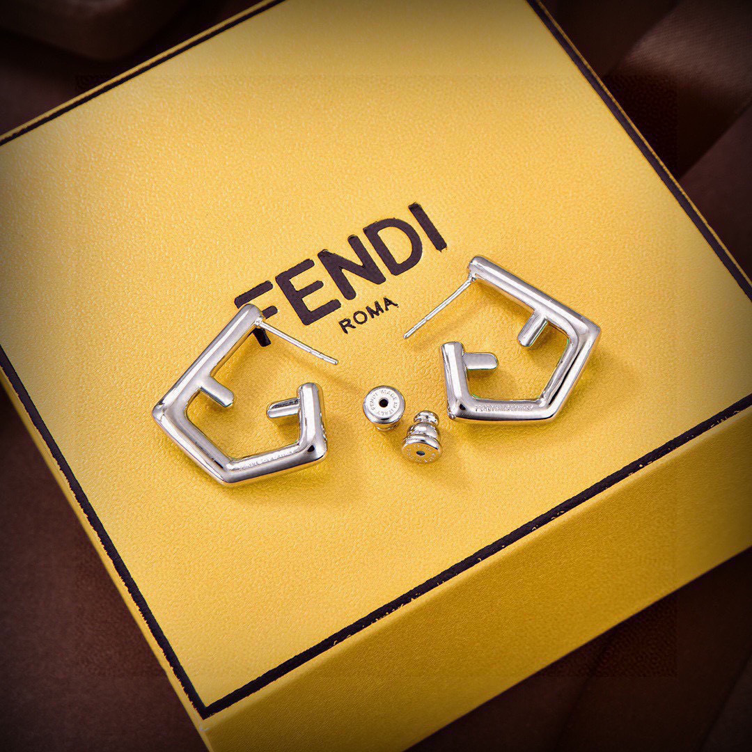 Fendi Fendi First earrings silver-toned metal mint green enamel clear crystal 2cm diameter