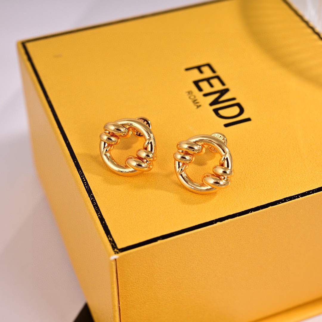 Fendi FENDI logo earrings gold 1 2cm