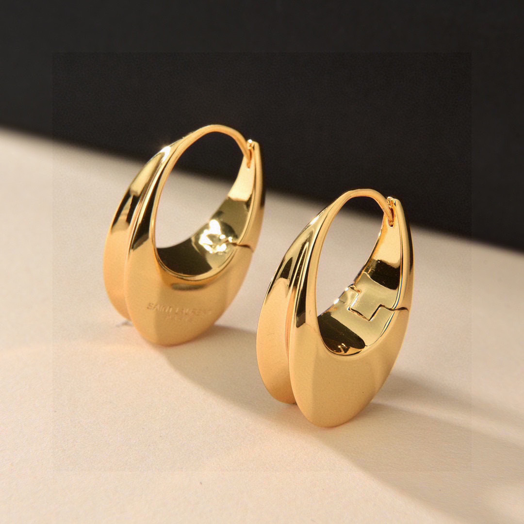 Saint Laurent 1961 Sculpted Hoop earrings gold-tone metal 3 5cm hoop diameter