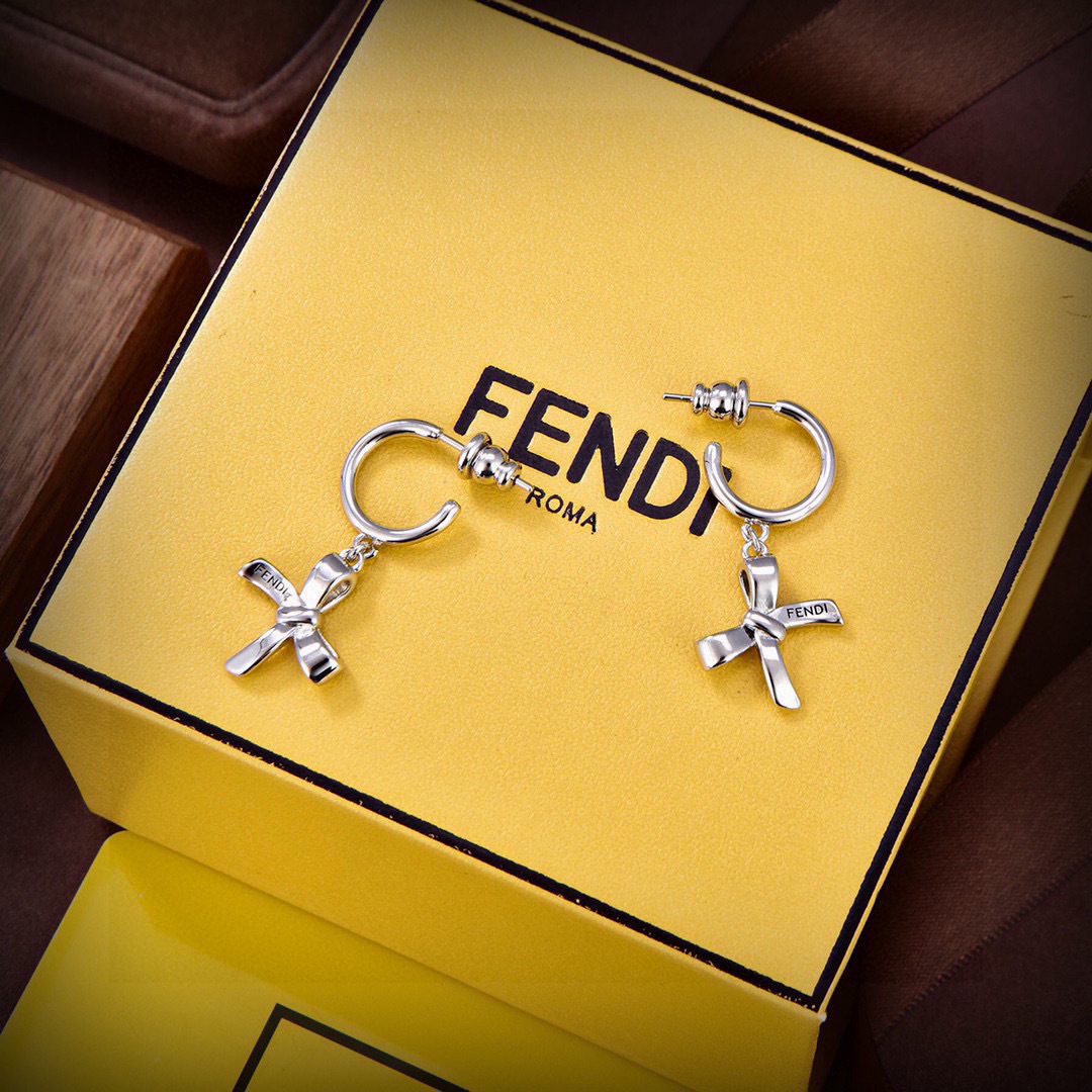 Fendi Bow Logo Hoop Earrings earrings Gold-tone metal Silver-tone metal One Size