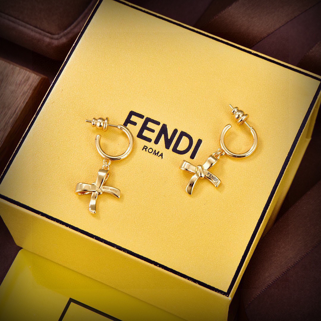 Fendi Bow Logo Hoop Earrings earrings Gold-tone metal Silver-tone metal One Size