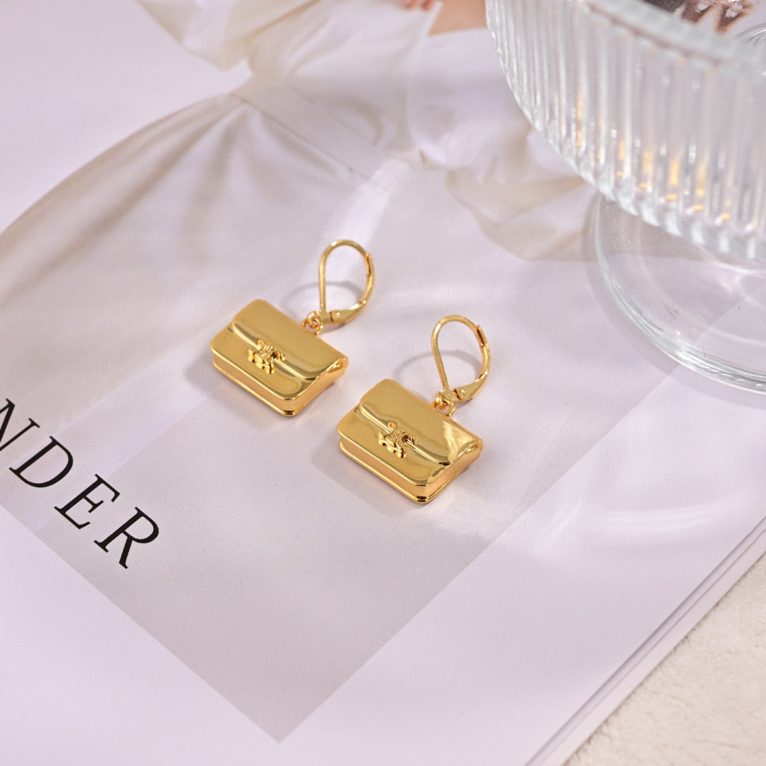 Celine Triomphe Mini Bag Charm Drop Earrings earrings gold-tone metal no accent stones 1 5cm drop length