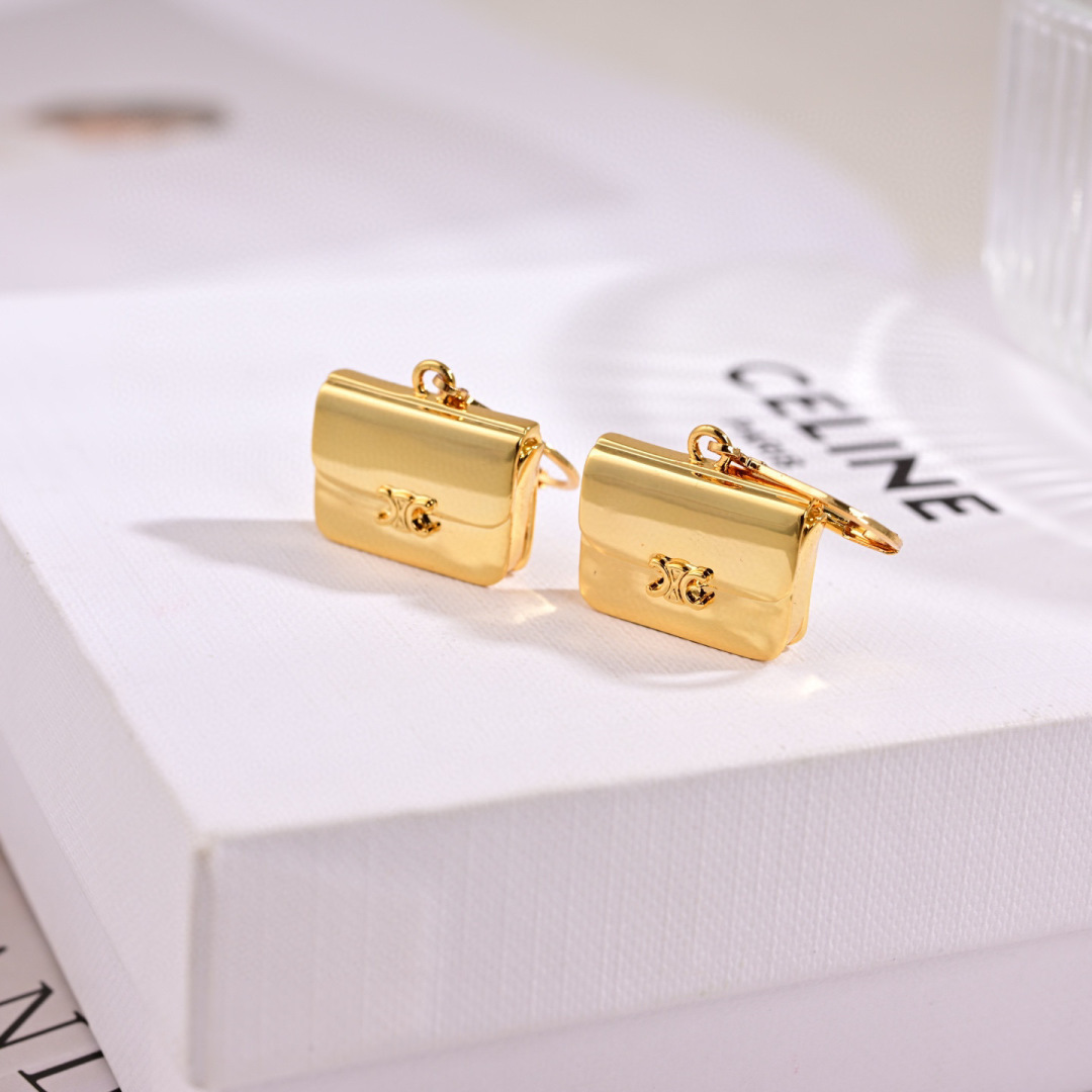 Celine Triomphe Mini Bag Charm Drop Earrings earrings gold-tone metal no accent stones 1 5cm drop length