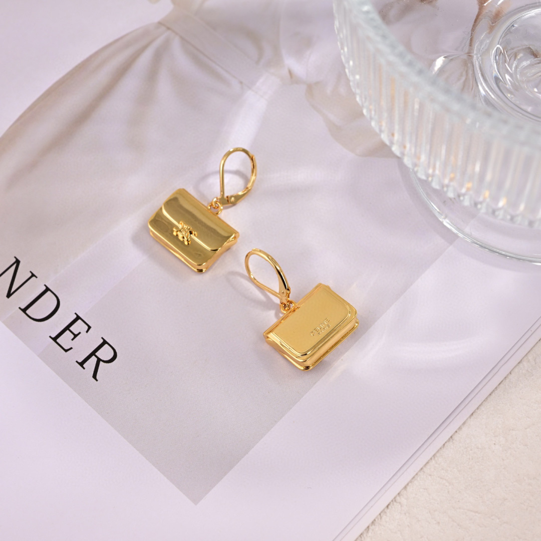 Celine Triomphe Mini Bag Charm Drop Earrings earrings gold-tone metal no accent stones 1 5cm drop length