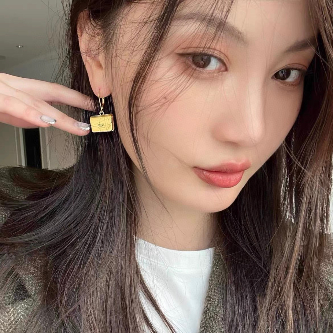 Celine Triomphe Mini Bag Charm Drop Earrings earrings gold-tone metal no accent stones 1 5cm drop length