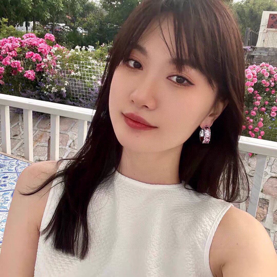 Celine Crystal Hoop Earrings earrings silver-toned metal with pink rectangular-cut crystals 20mm outer diameter