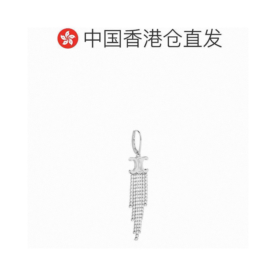 Celine Triomphe Fringe earrings 18k gold-tone metal with clear crystal rhinestones also available in silver-tone metal with clear crystal rhinestones 7cm drop length
