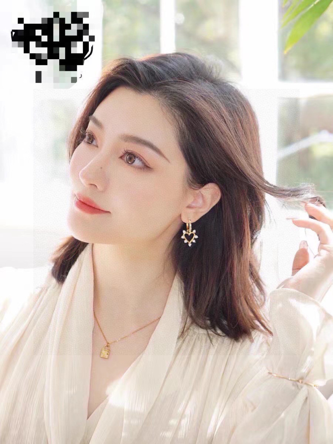Celine Crystal Heart Hoop Earrings earrings gold-tone metal with clear crystal accents 1 5cm drop length
