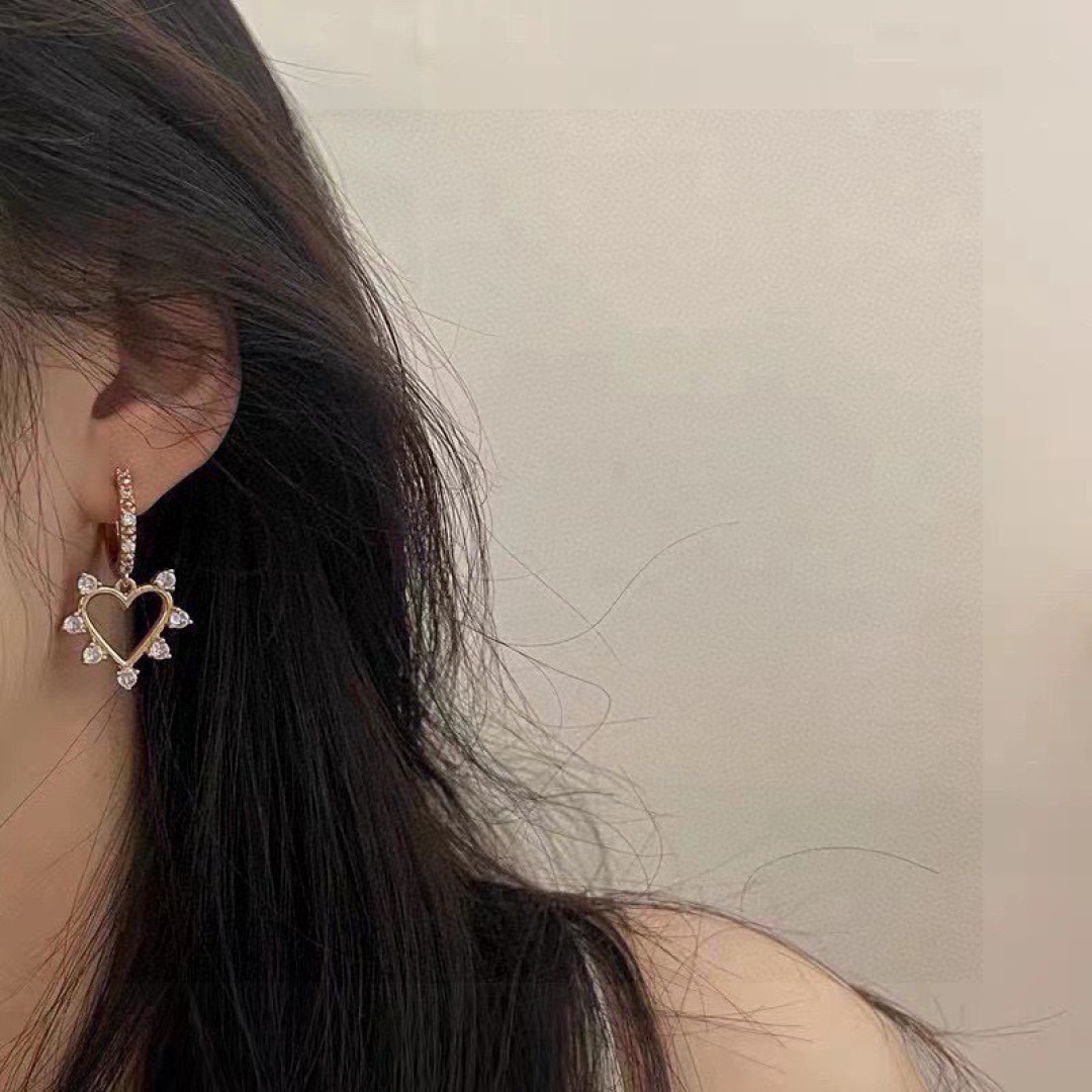 Celine Crystal Heart Hoop Earrings earrings gold-tone metal with clear crystal accents 1 5cm drop length