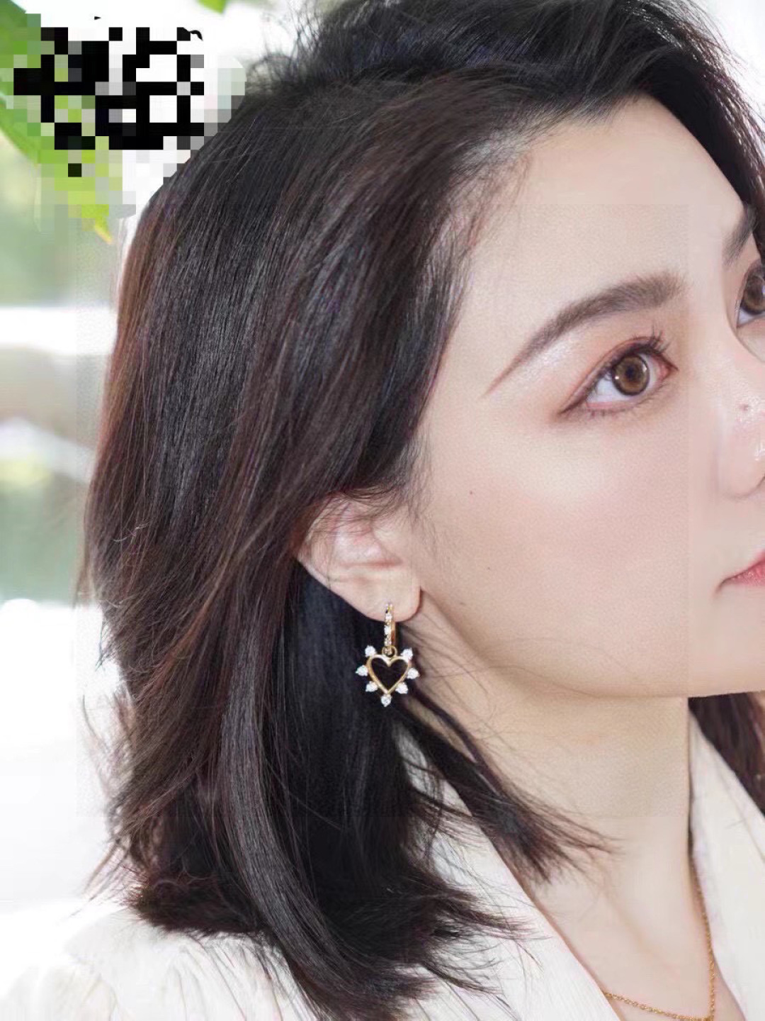 Celine Crystal Heart Hoop Earrings earrings gold-tone metal with clear crystal accents 1 5cm drop length