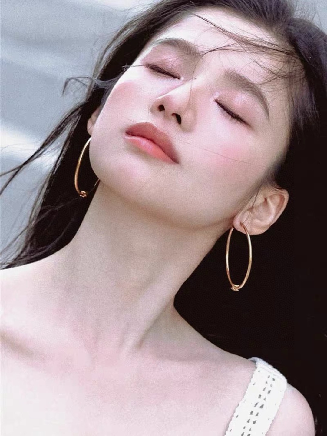 Celine Triomphe earrings gold-tone metal 50mm hoop diameter