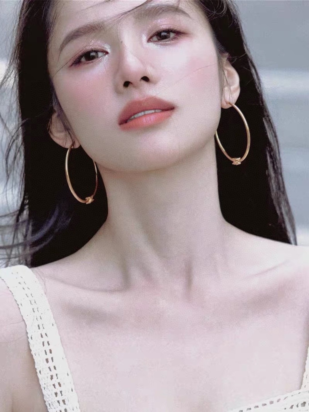 Celine Triomphe earrings gold-tone metal 50mm hoop diameter