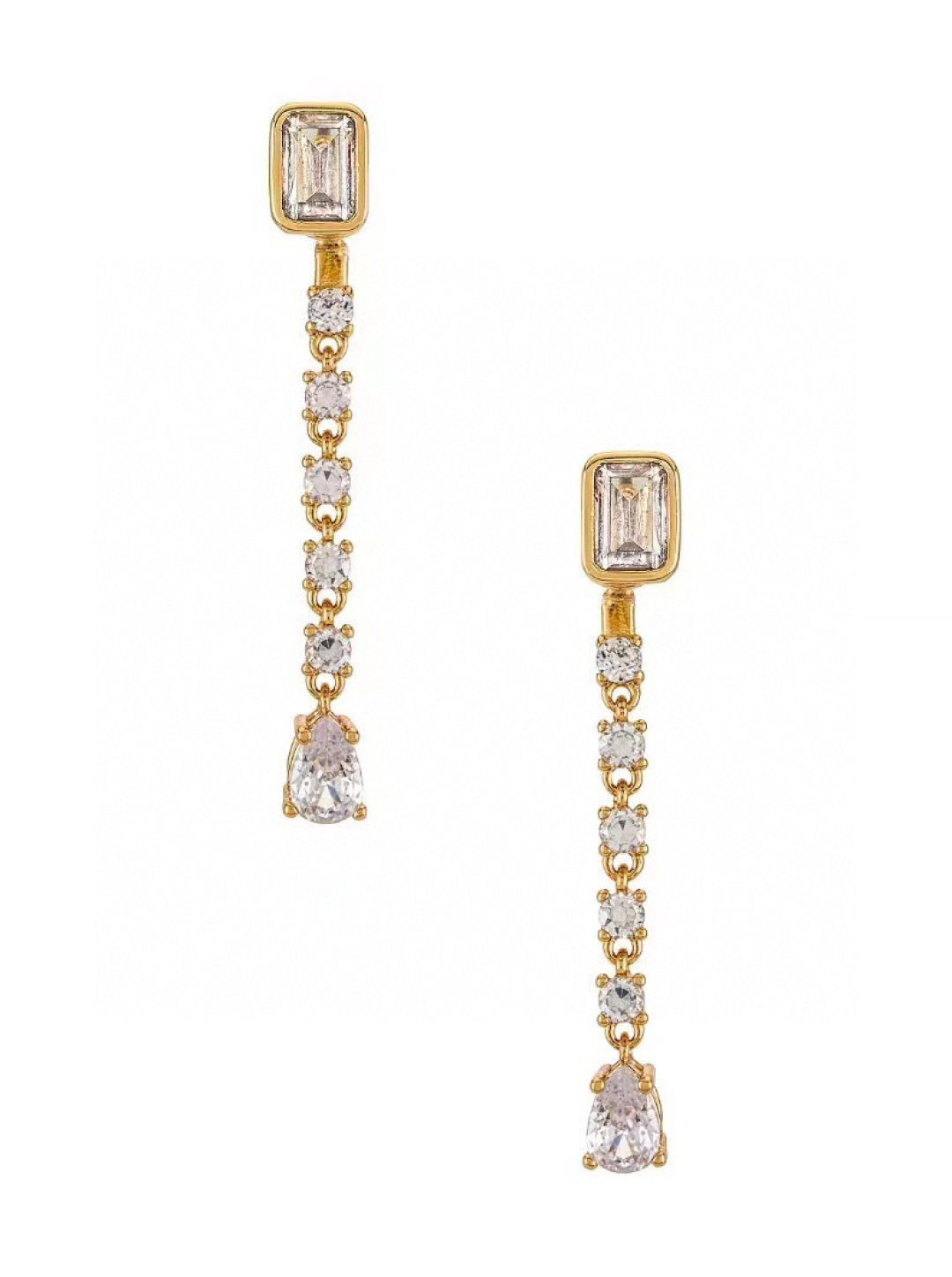 Celine Crystal Drop Linear Earrings earrings gold-tone metal with clear faceted crystals 4 5cm drop length