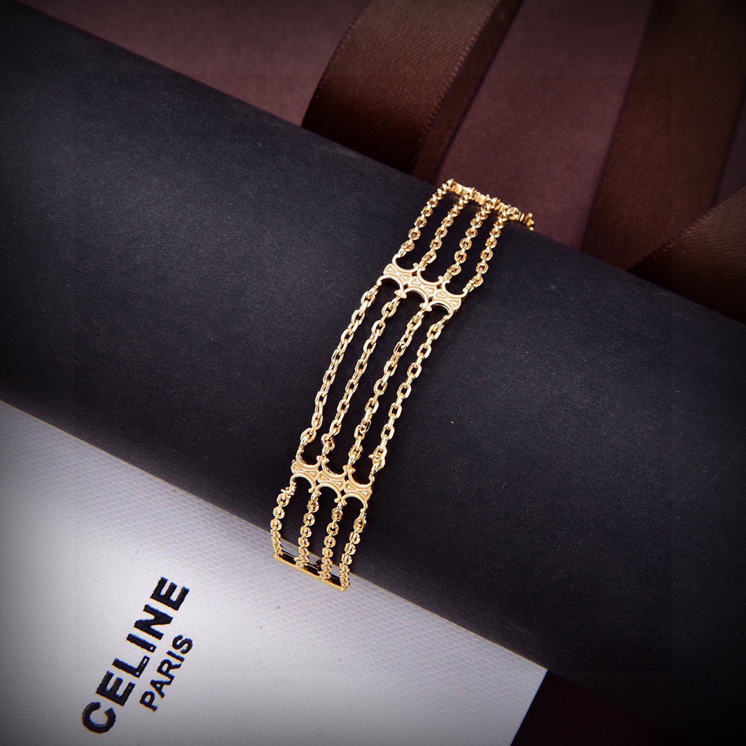 Celine Triomphe Multi bracelet gold-tone brass rhodium silver-tone brass 19cm adjustable