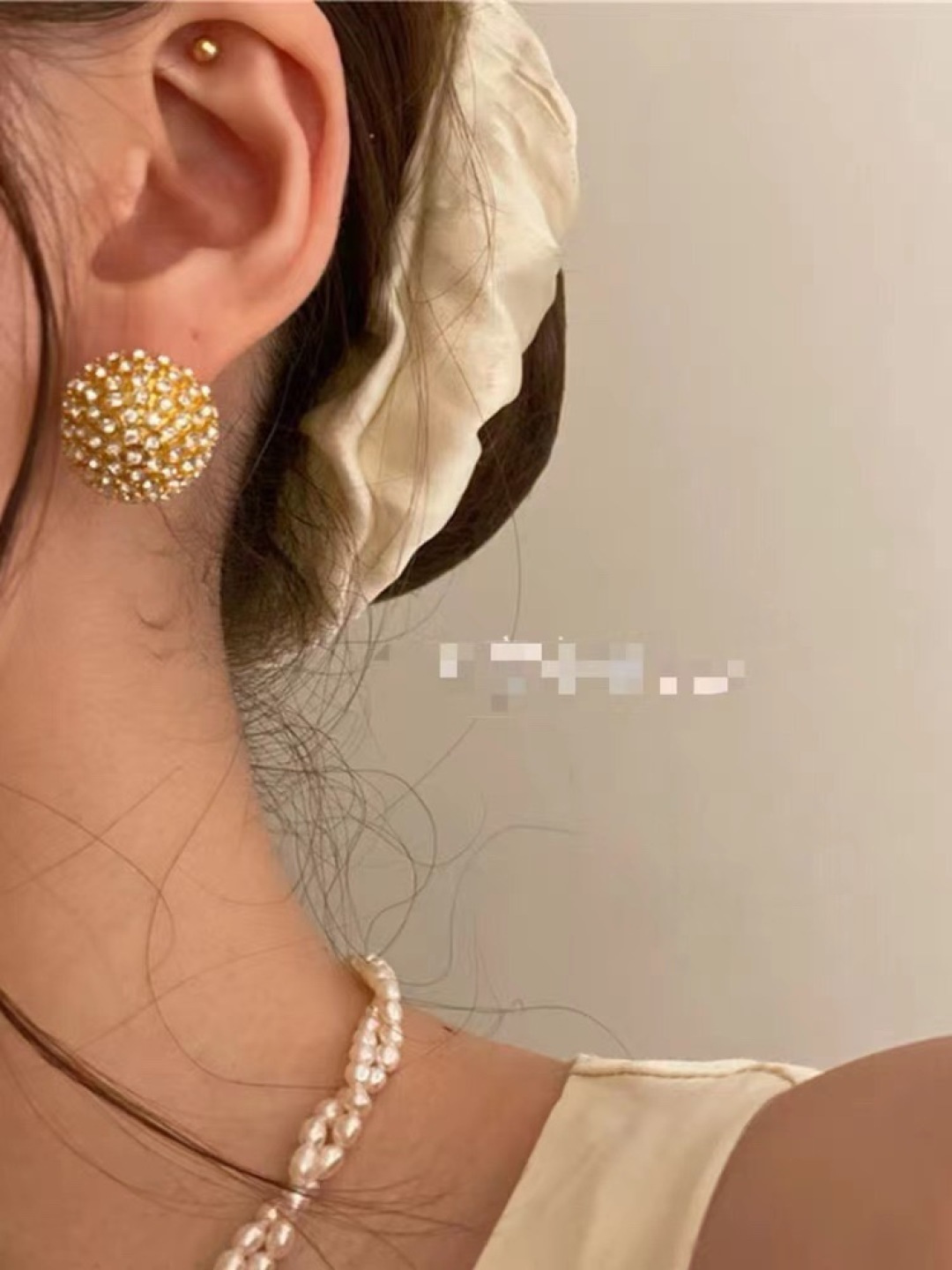 Celine Dome Crystal Stud Earrings earrings gold-tone metal with clear crystal stones 2cm diameter