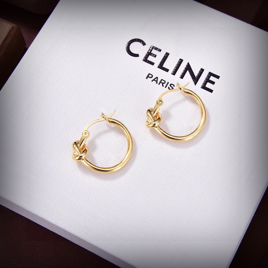 Celine Knot Small Hoop Earrings earrings gold-tone metal no gemstones 2cm diameter