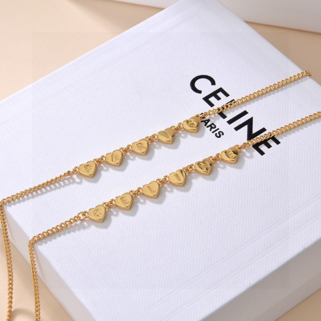 Celine C ur necklace gold brass with gold finish 42cm adjustable to 40cm