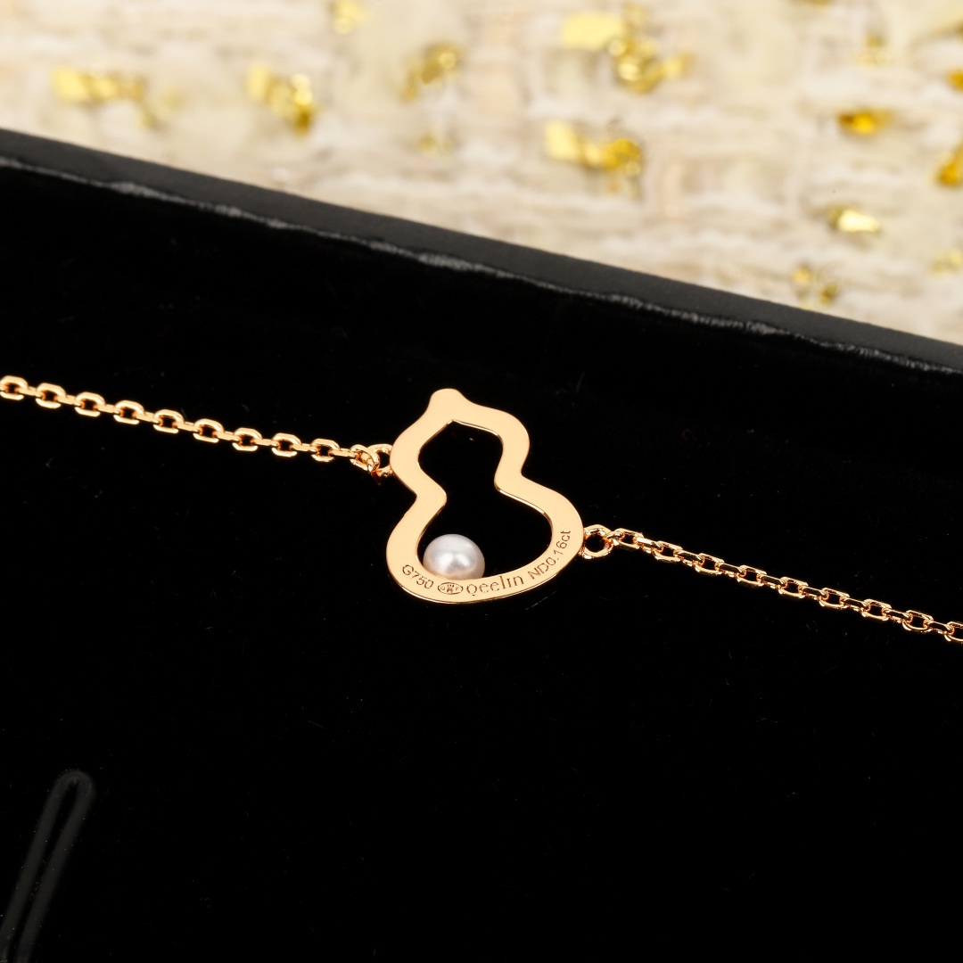 Qeelin Wulu bracelet 18K rose gold white diamond white pearl 17cm