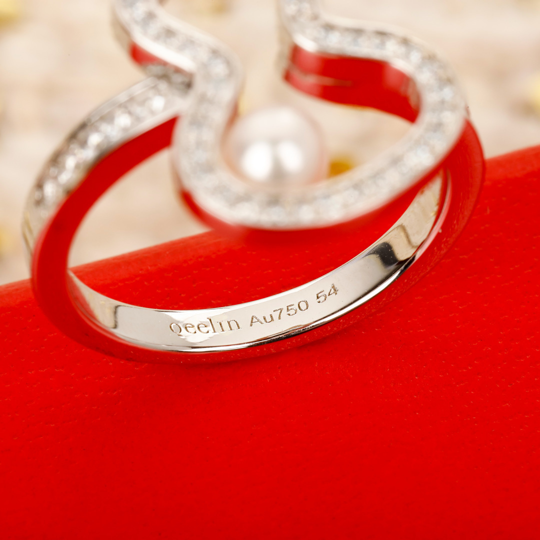 Qeelin Wulu Pearl Gourd ring 18K white gold white diamond white pearl customizable