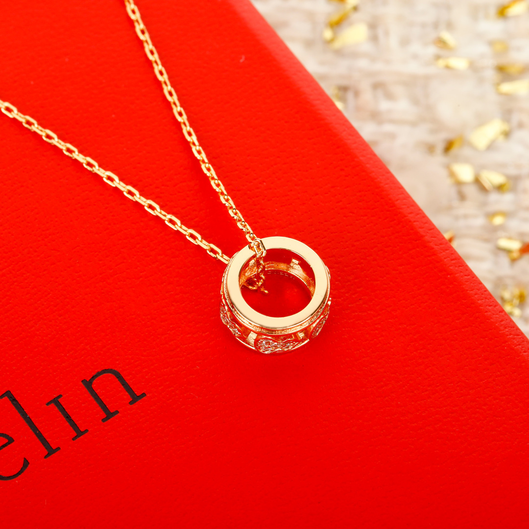Qeelin Wulu necklace 18K rose gold 18K white gold with pave diamonds 42cm