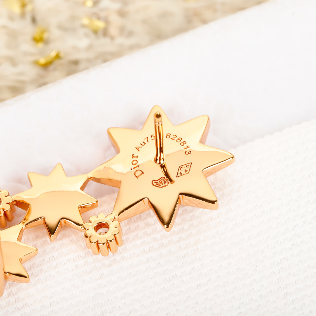 Dior Etoile des Vents Star Crystal Ear Climbers earrings Rose gold-tone metal with clear crystal accents One Size standard ear climber length approx 1 8cm per earring