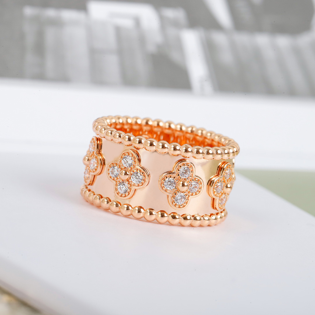 Van Cleef Arpels Perlee ring 18K rose gold with clear diamonds 18K white gold with clear diamonds 54