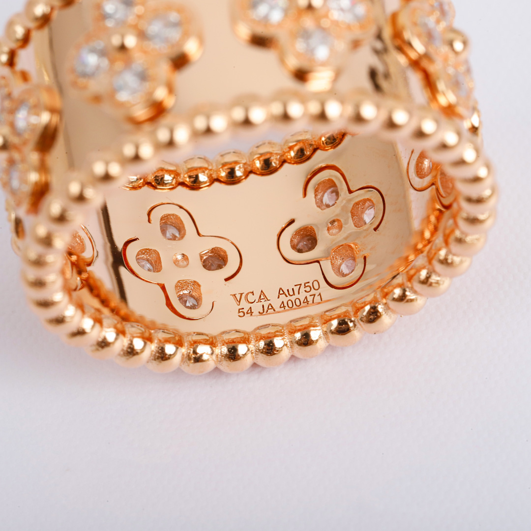 Van Cleef Arpels Perlee ring 18K rose gold with clear diamonds 18K white gold with clear diamonds 54