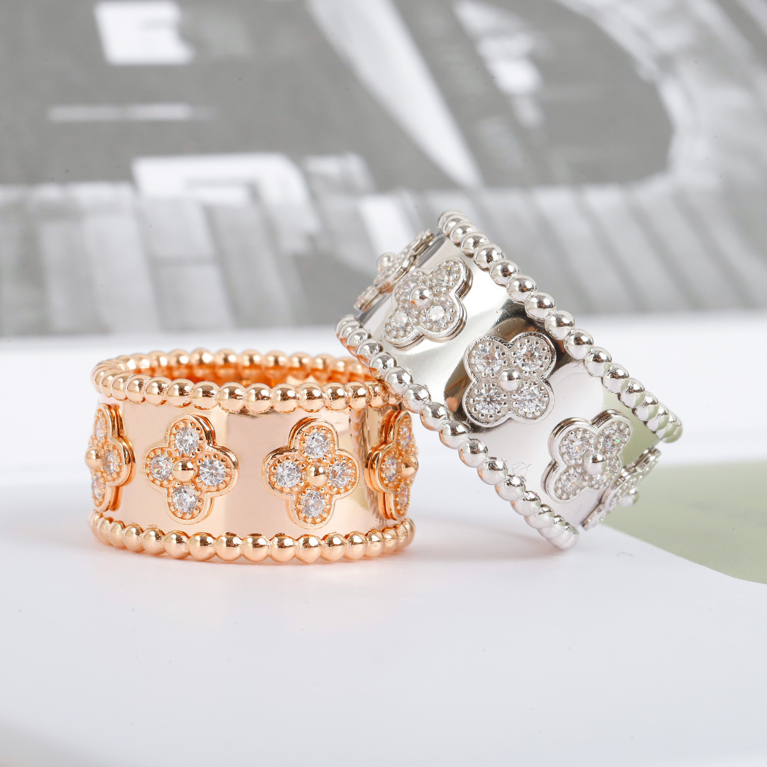 Van Cleef Arpels Perlee ring 18K rose gold with clear diamonds 18K white gold with clear diamonds 54