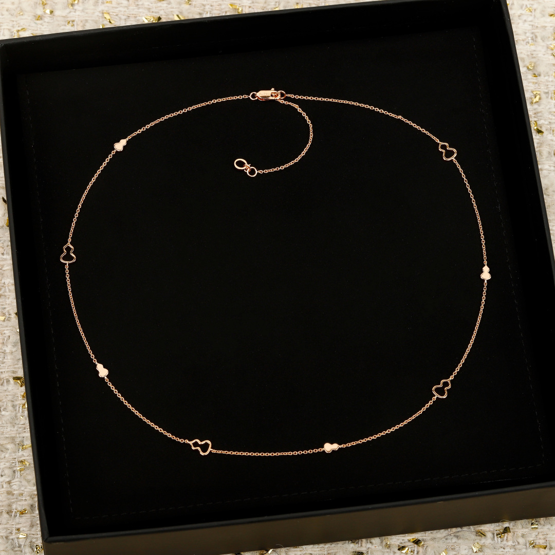 Qeelin Wulu Mini Solitaires necklace 18K rose gold 42cm with 5cm extender