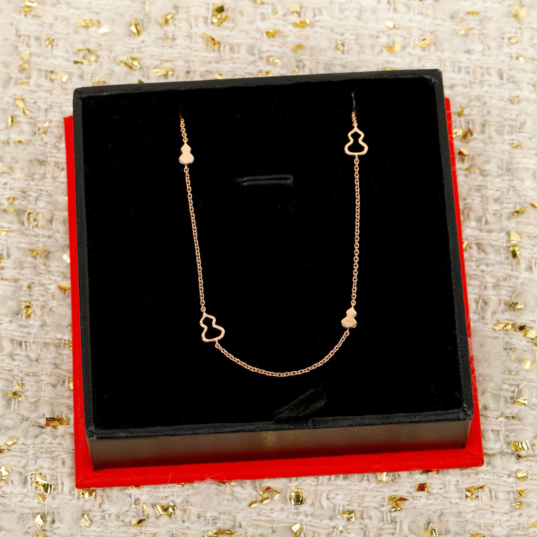 Qeelin Wulu Mini Solitaires necklace 18K rose gold 42cm with 5cm extender