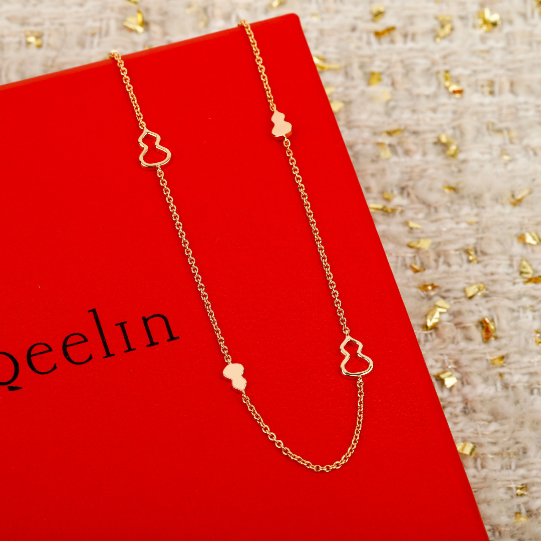 Qeelin Wulu Mini Solitaires necklace 18K rose gold 42cm with 5cm extender