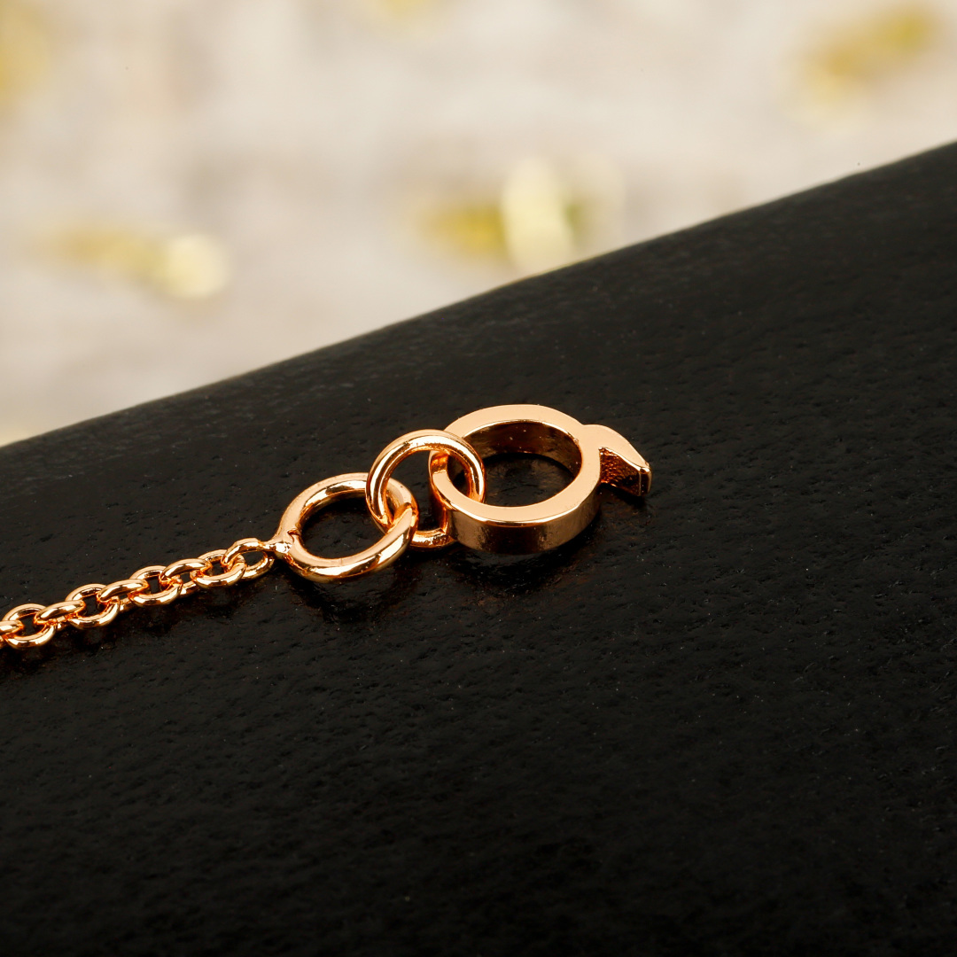 Qeelin Wulu Mini Solitaires necklace 18K rose gold with clear diamond pave 42cm with 5cm extender